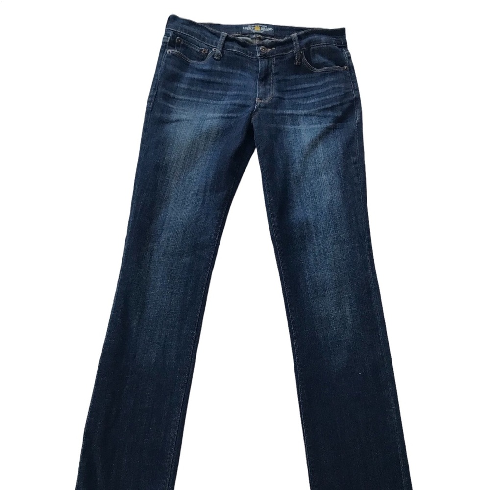Lucky Brand Sweet Straight Jean Dark Lightly Distressed Wash Women’s…